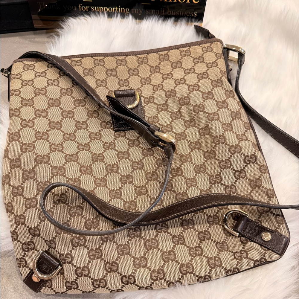 GUCCI Brown GG Canvas Crossbody Bag - Picture 10 of 10